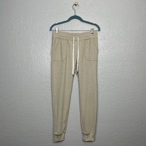 Zyia Women S Beige Heather Jogger Pants Pockets Drawstring Lightweight Athletic